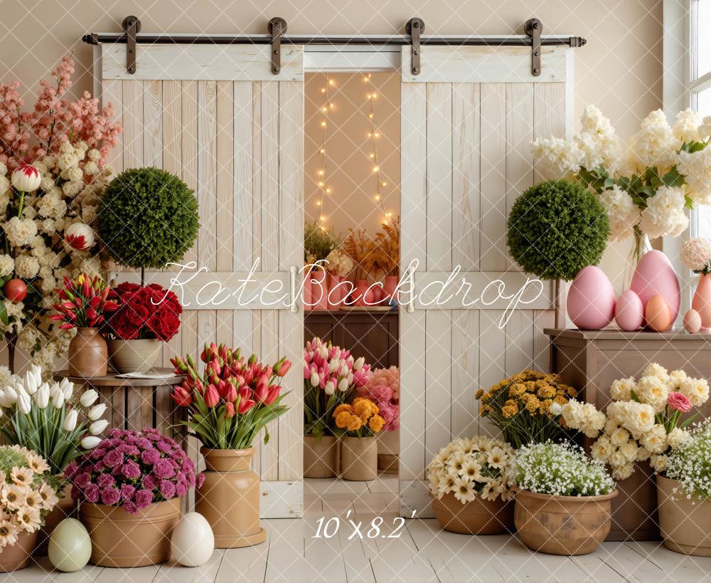 Kate Easter Florals Wooden White Door Backdrop Designed by Mini MakeBelieve - Image 6