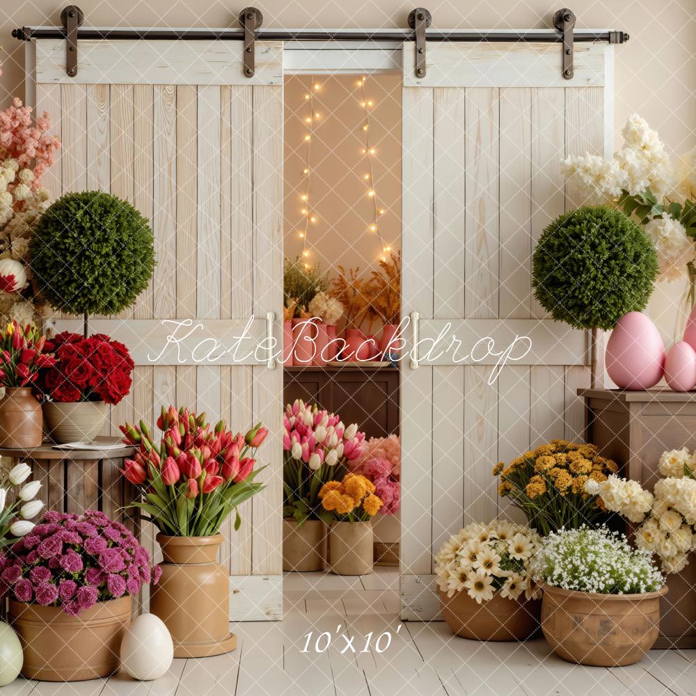 Kate Easter Florals Wooden White Door Backdrop Designed by Mini MakeBelieve - Image 7