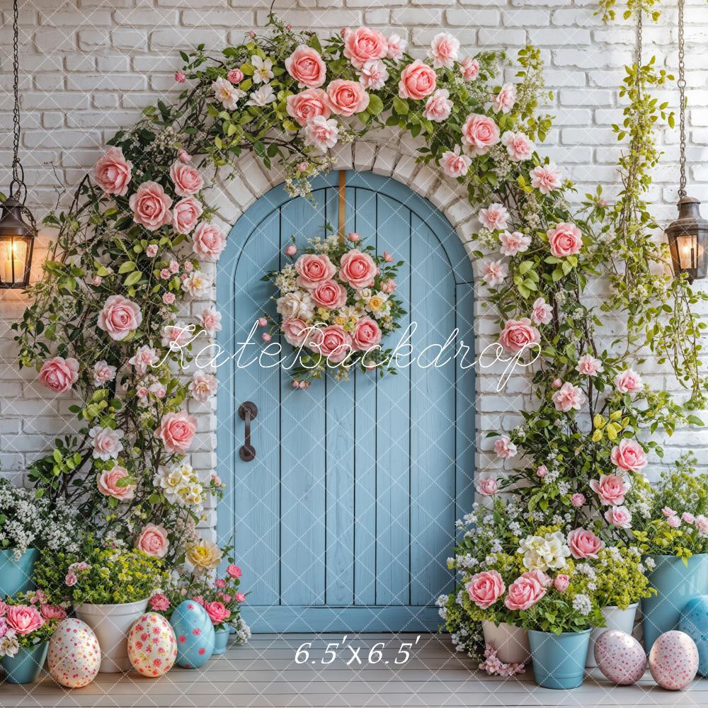 Kate Easter Flower Arch Blue Door Backdrop Designed by Emetselch - Image 2