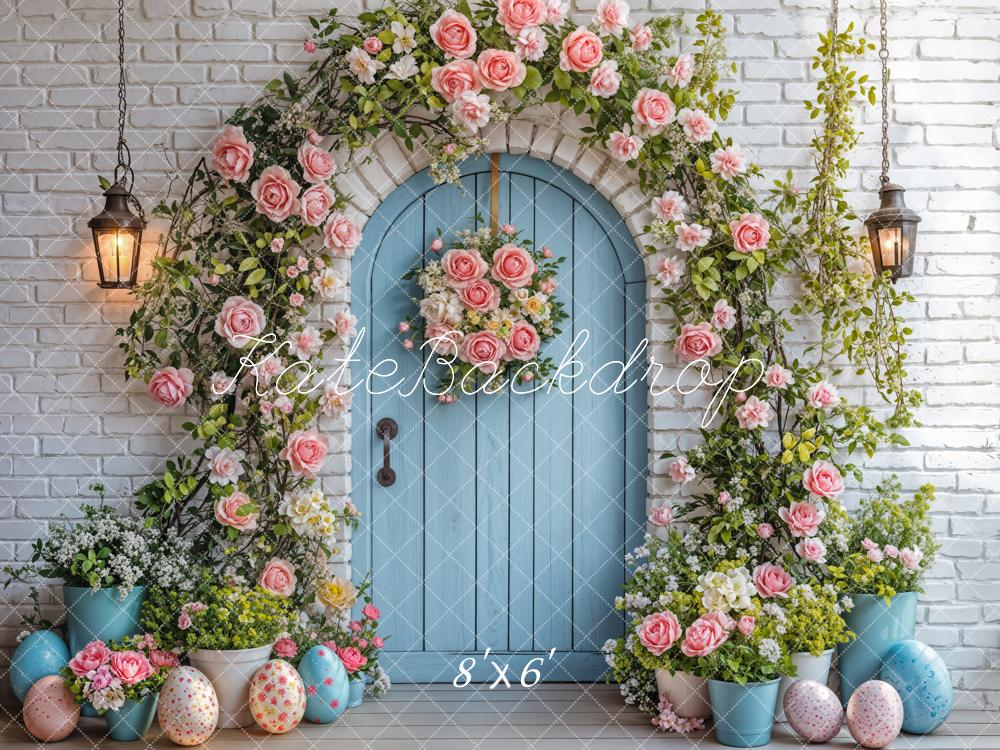 Kate Easter Flower Arch Blue Door Backdrop Designed by Emetselch - Image 3