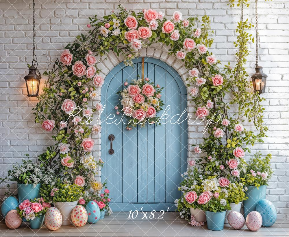 Kate Easter Flower Arch Blue Door Backdrop Designed by Emetselch - Image 5