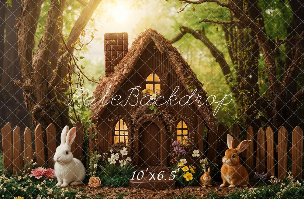 Kate Easter Forest Bunny Cottage Backdrop Designed by Emetselch - Image 4
