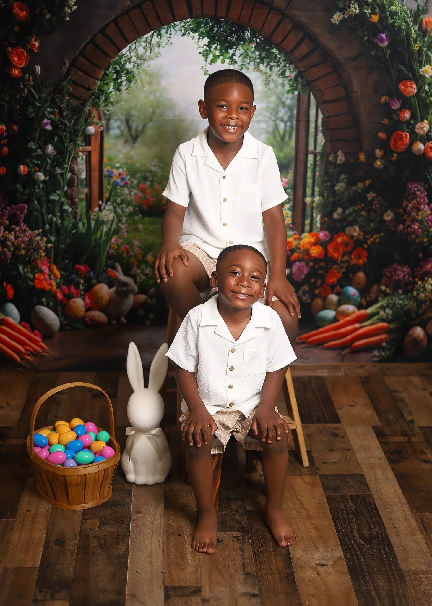 Kate Easter Garden Bunny Flower Arch Backdrop Designed by Emetselch - Image 3