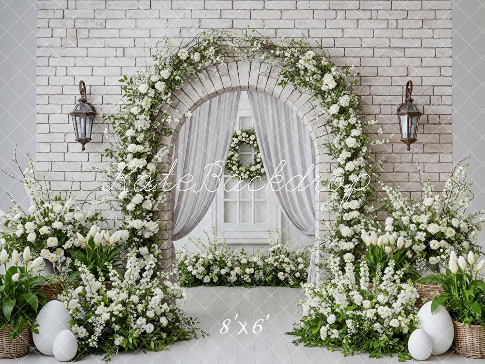 Kate Easter Garland Lantern Eggs White Brick Backdrop Designed by Patty Robert - Image 3