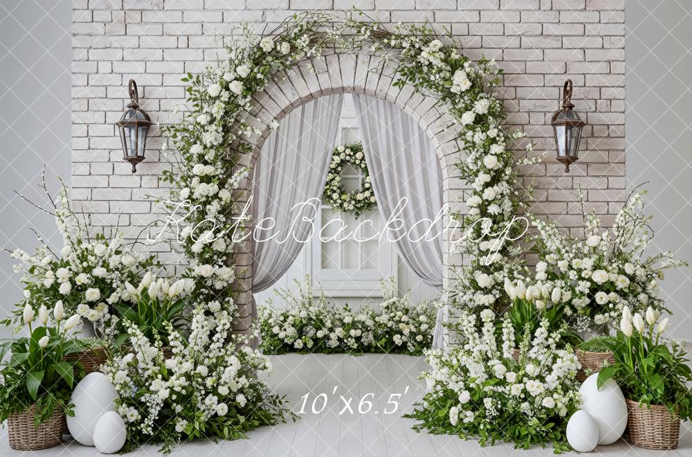 Kate Easter Garland Lantern Eggs White Brick Backdrop Designed by Patty Robert - Image 4