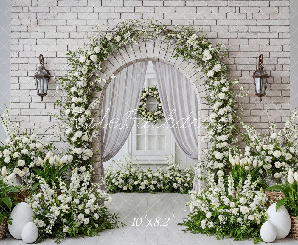 Kate Easter Garland Lantern Eggs White Brick Backdrop Designed by Patty Robert - Image 6