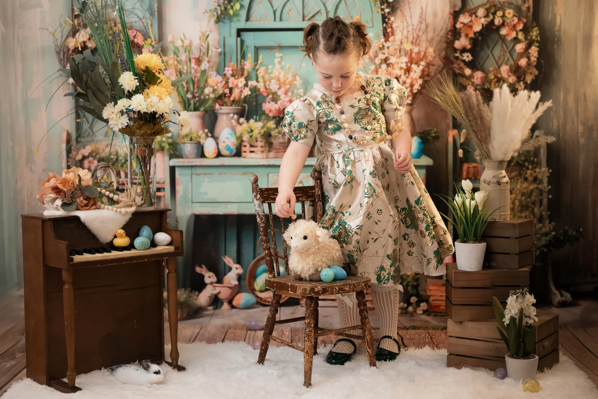 Kate Easter Greenery Flowers Backdrop Designed by Emetselch - Image 4
