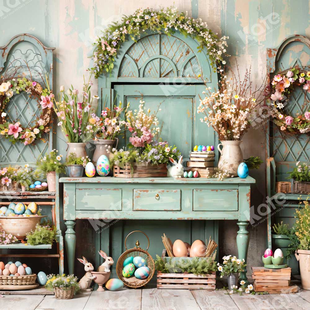 Kate Easter Greenery Flowers Backdrop Designed by Emetselch - Image 5