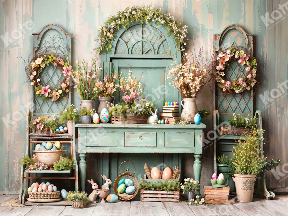 Kate Easter Greenery Flowers Backdrop Designed by Emetselch - Image 6