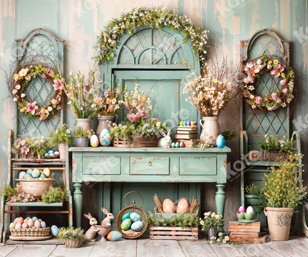 Kate Easter Greenery Flowers Backdrop Designed by Emetselch - Image 7