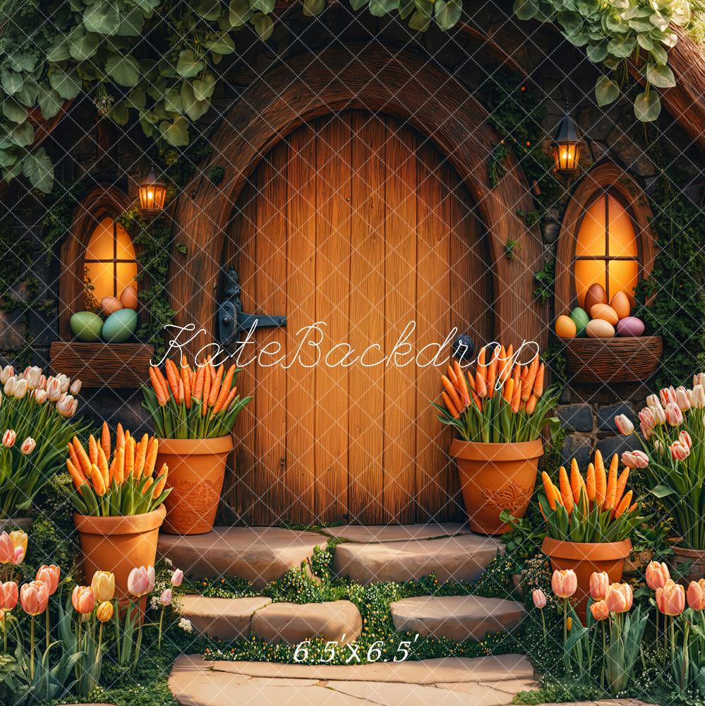 Kate Easter Hobbit House Tulips Carrots Backdrop Designed by Emetselch - Image 3