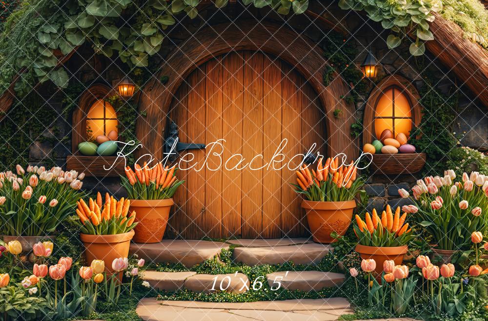 Kate Easter Hobbit House Tulips Carrots Backdrop Designed by Emetselch - Image 5