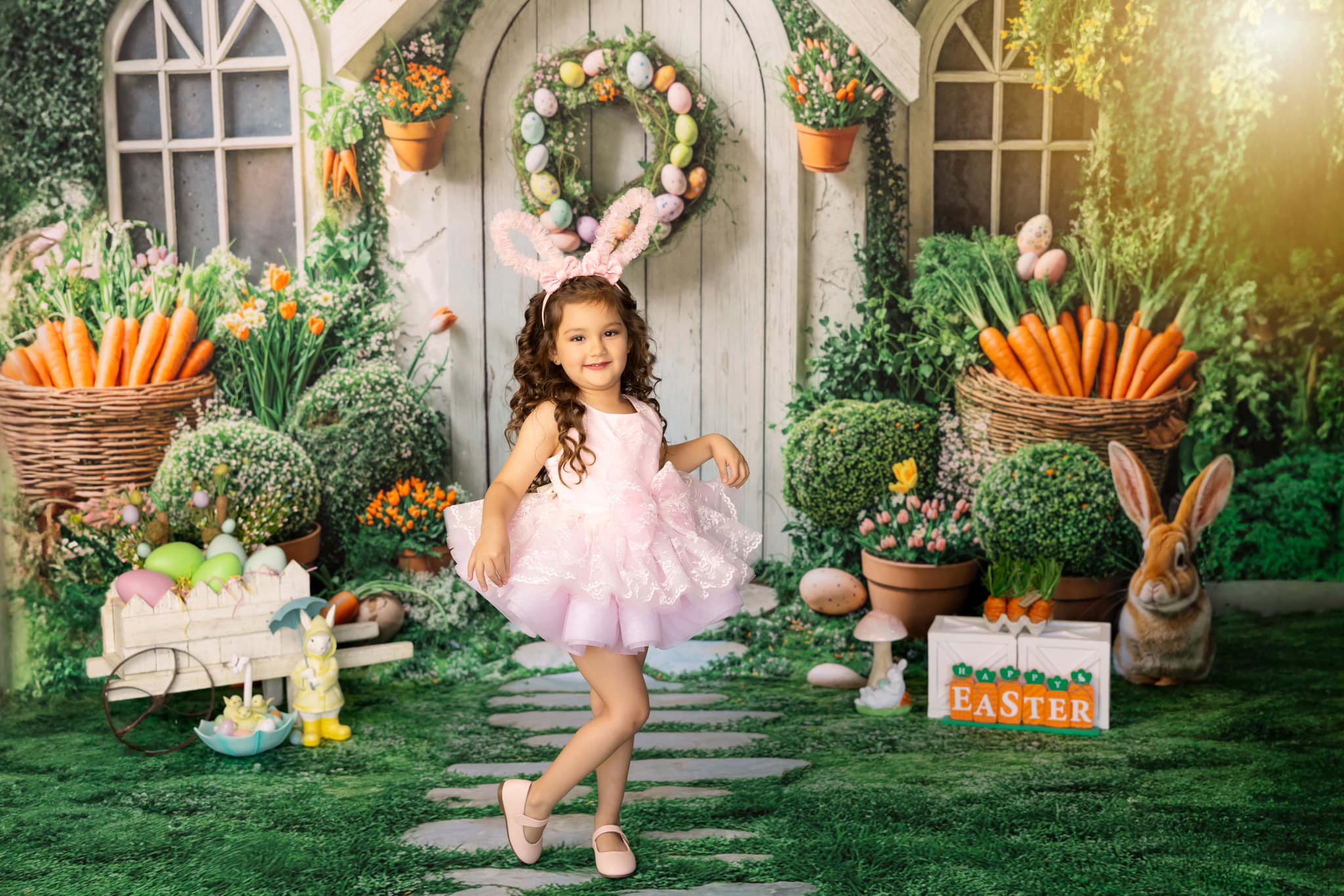 Kate Easter House Bunny Garden Carrots Backdrop Designed by Emetselch - Image 3