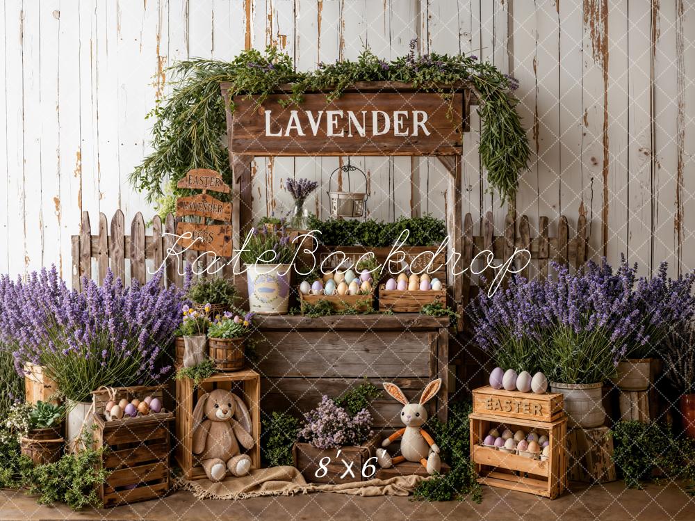 Kate Easter Lavender Bunny Eggs Rustic Fleece Backdrop Designed by Emetselch