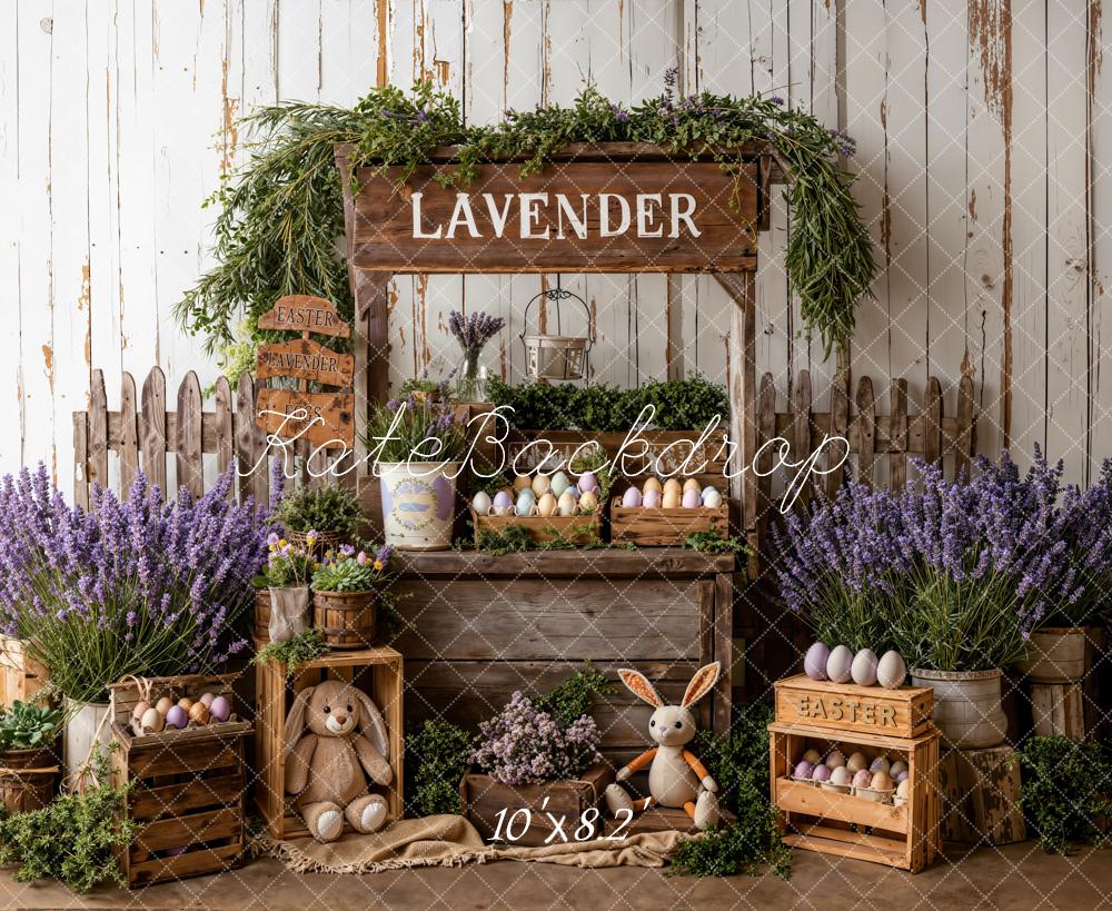 Kate Easter Lavender Bunny Eggs Rustic Fleece Backdrop Designed by Emetselch - Image 3