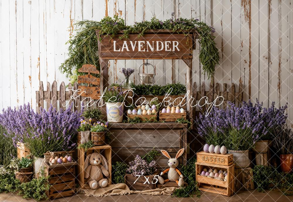 Kate Easter Lavender Eggs Plush Bunny Backdrop Designed by Emetselch