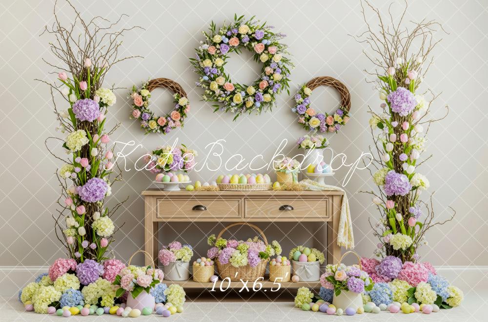 Kate Easter Pastel Eggs Floral Arrangement Fleece Backdrop Designed by Patty Robert - Image 2