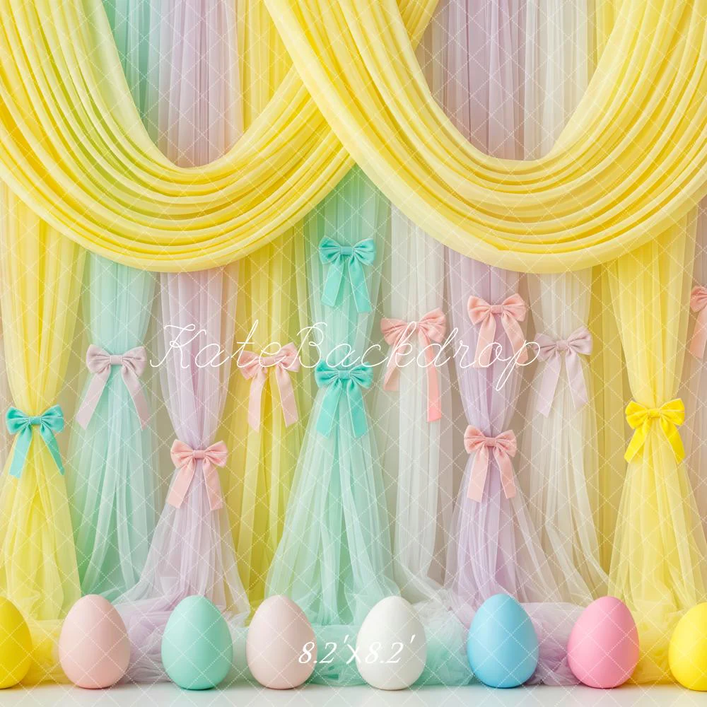 Kate Easter Pastel Eggs Ribbons Curtains Backdrop Designed by Patty Robert - Image 5