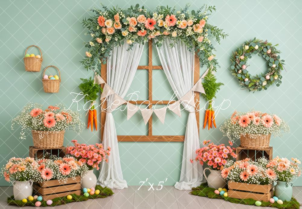 Kate Easter Pastel Eggs Window Floral Backdrop Designed by Patty Robert