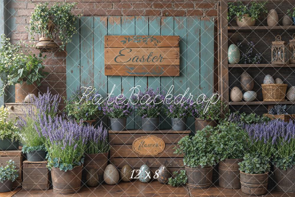Kate Easter Plants Wooden Wall Fleece Backdrop Designed by Emetselch - Image 4