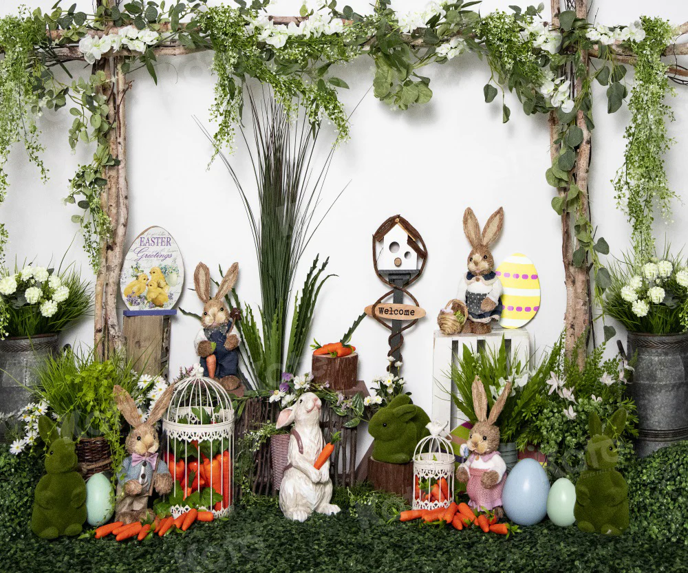 Kate Easter/Spring Bunny Jungle Backdrop for Photography - Image 3
