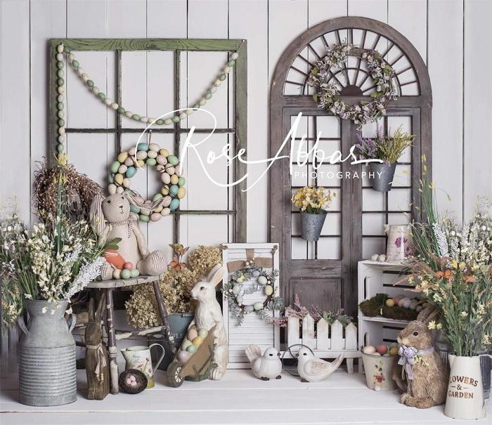 Kate Easter Spring Eggs Rabbit with Flowers Backdrop Designed By Rose Abbas - Image 4