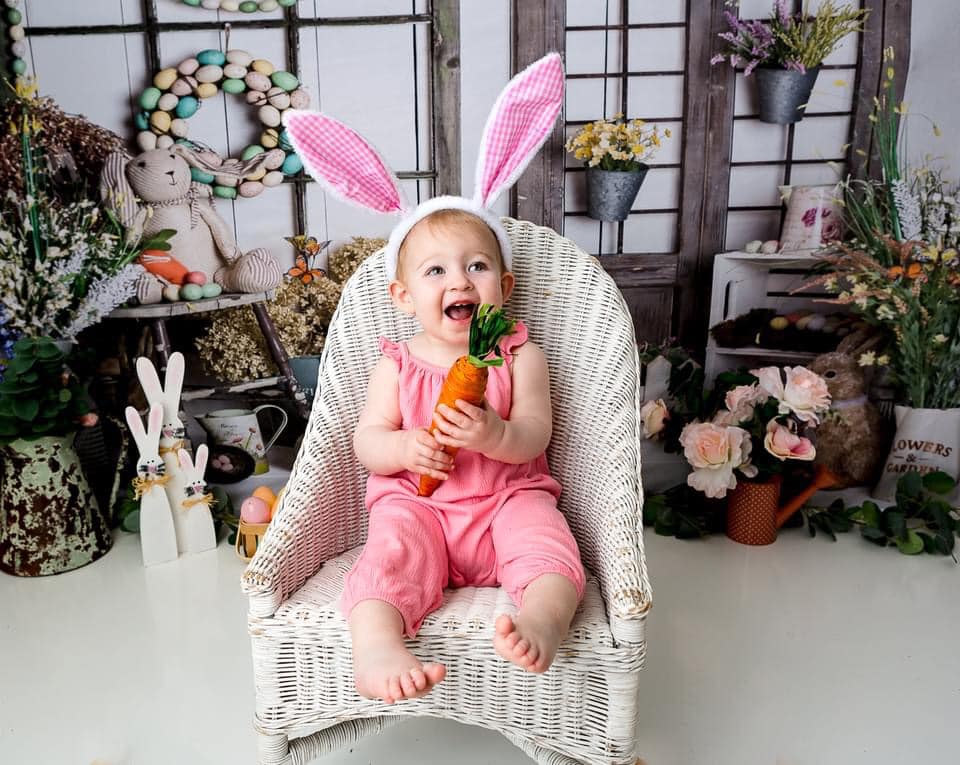 Kate Easter Spring Eggs Rabbit with Flowers Backdrop Designed By Rose Abbas - Image 6