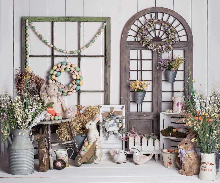 Kate Easter Spring Eggs Rabbit with Flowers Backdrop Designed By Rose Abbas - Image 8