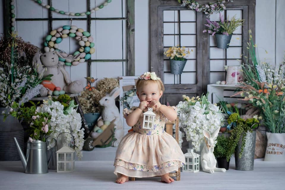 Kate Easter Spring Eggs Rabbit with Flowers Backdrop Designed By Rose Abbas - Image 9