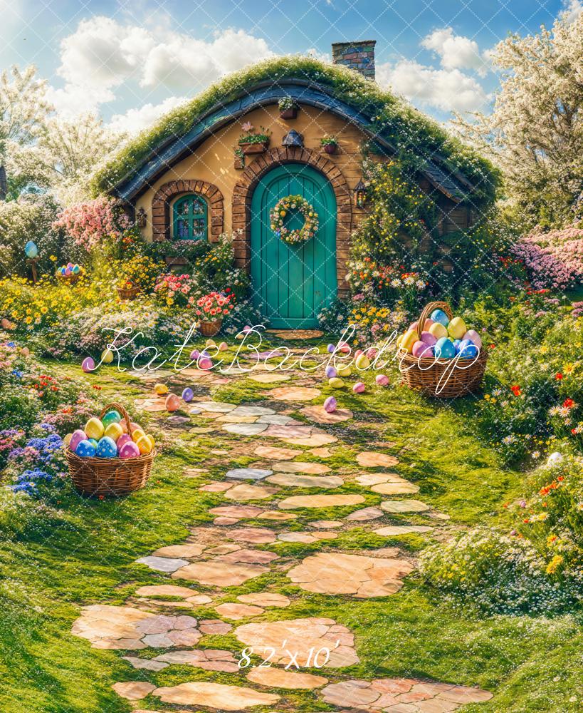 Kate Easter Spring House Eggs Path Backdrop Designed by Emetselch - Image 2