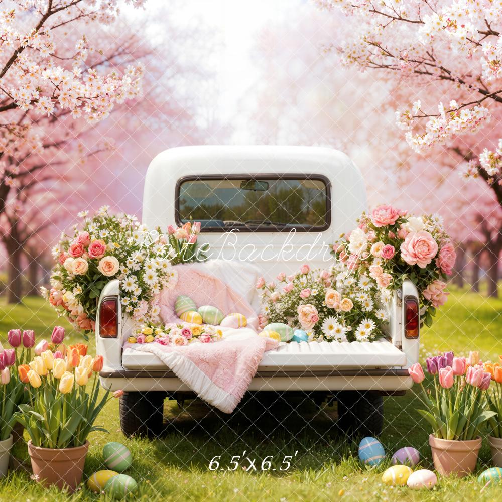 Kate Easter Truck Blossoms Tulips Backdrop Designed by Emetselch - Image 2
