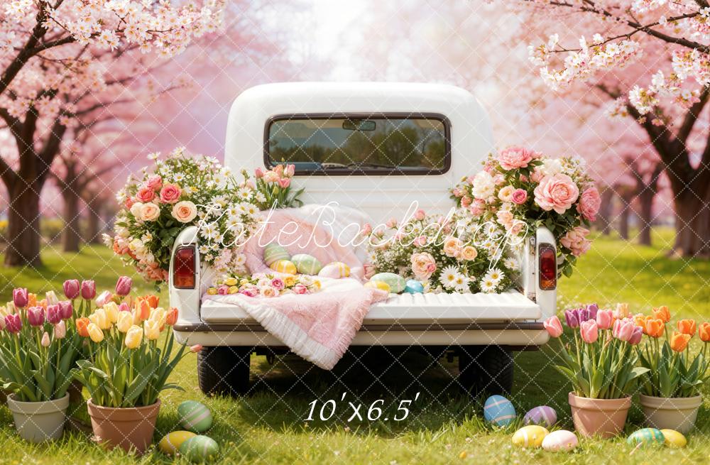 Kate Easter Truck Blossoms Tulips Backdrop Designed by Emetselch - Image 4