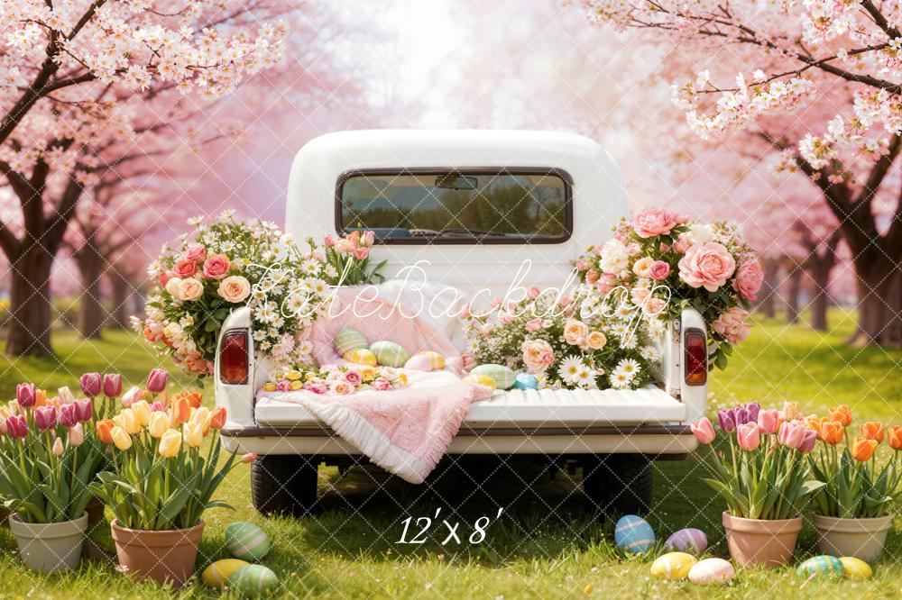 Kate Easter Truck Blossoms Tulips Backdrop Designed by Emetselch - Image 8