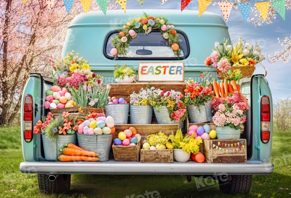 Kate Easter Truck Green Plant Eggs Backdrop Designed by Emetselch - Image 2