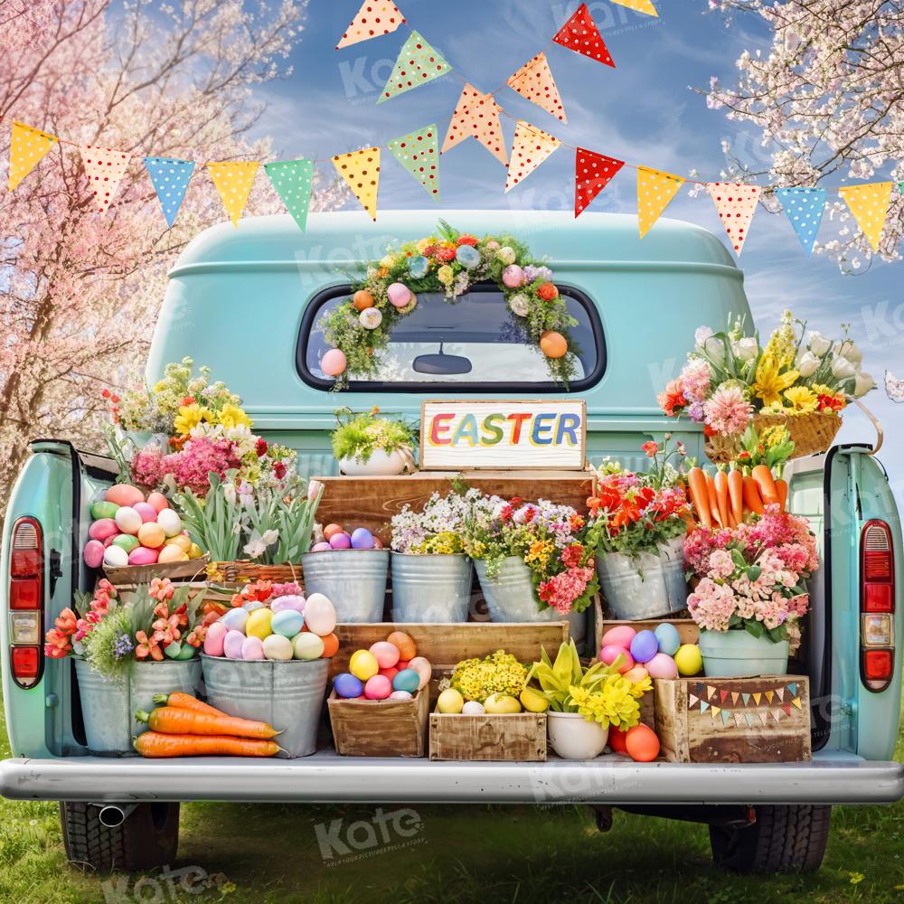 Kate Easter Truck Green Plant Eggs Backdrop Designed by Emetselch - Image 3