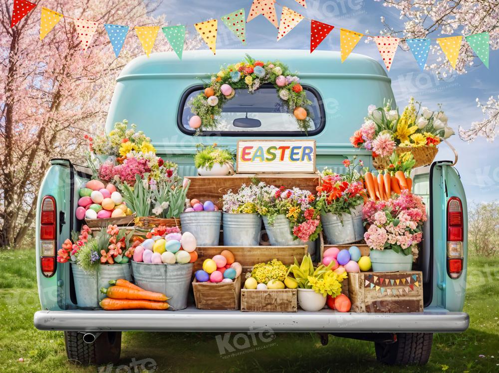 Kate Easter Truck Green Plant Eggs Backdrop Designed by Emetselch - Image 4