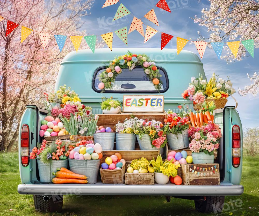 Kate Easter Truck Green Plant Eggs Backdrop Designed by Emetselch - Image 5