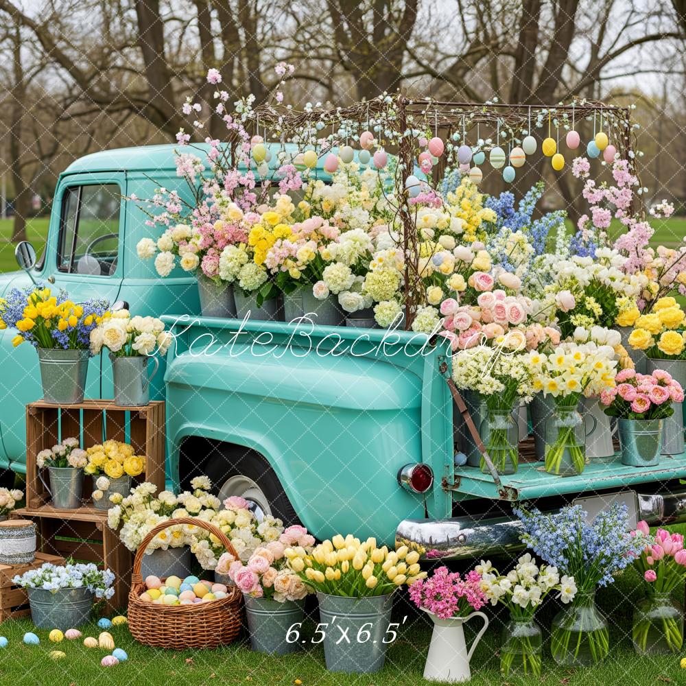 Kate Easter Truck Spring Flowers Pastel Eggs Backdrop Designed by Patty Robert - Image 2