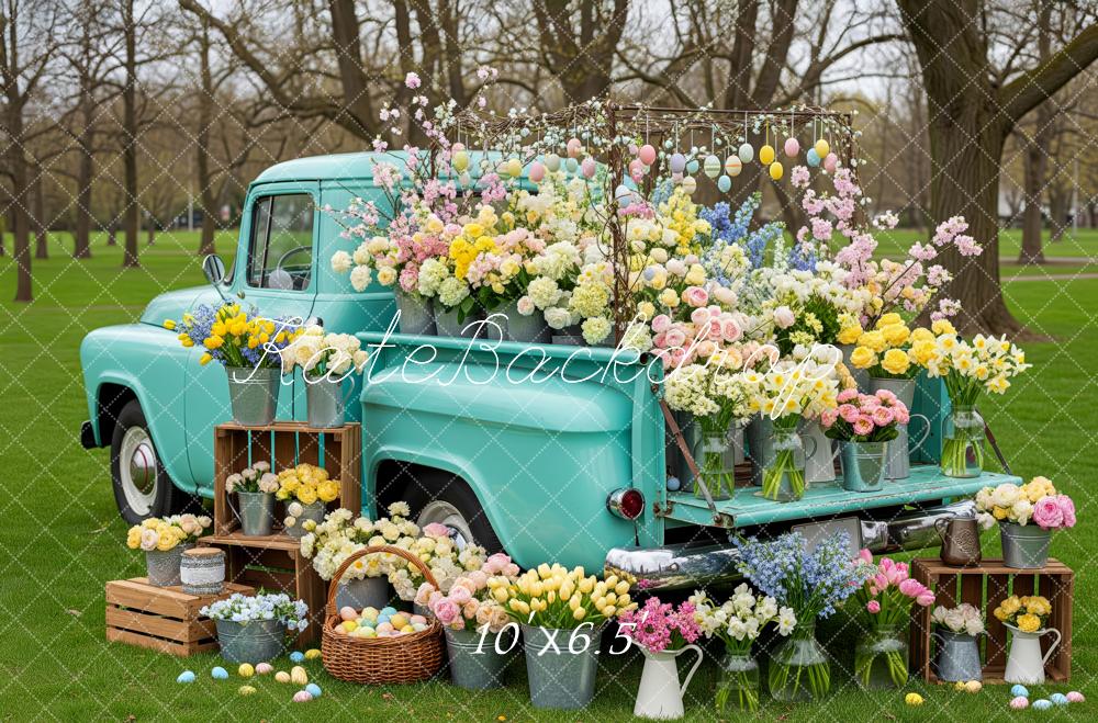 Kate Easter Truck Spring Flowers Pastel Eggs Backdrop Designed by Patty Robert - Image 4