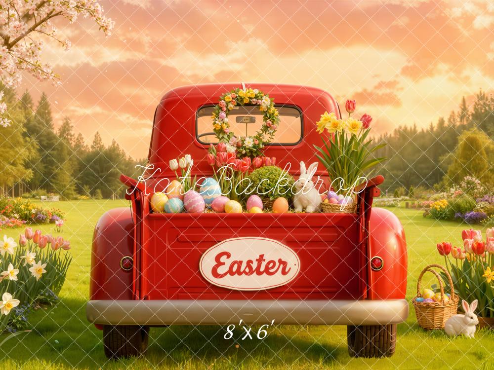 Kate Easter Truck Tulips Bunny Eggs Backdrop Designed by Emetselch - Image 3