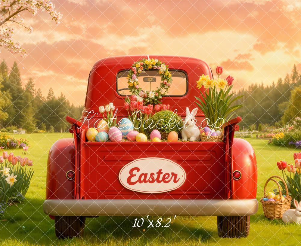 Kate Easter Truck Tulips Bunny Eggs Backdrop Designed by Emetselch - Image 6