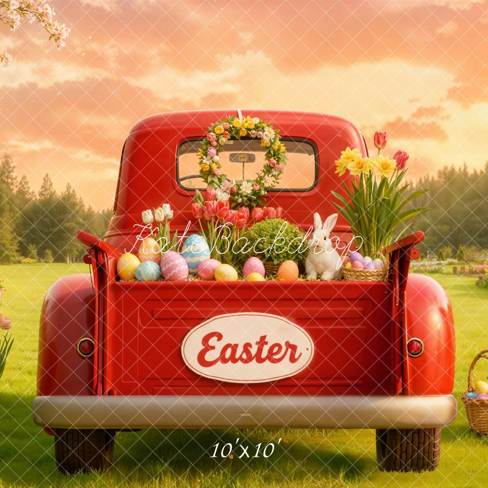 Kate Easter Truck Tulips Bunny Eggs Backdrop Designed by Emetselch - Image 7