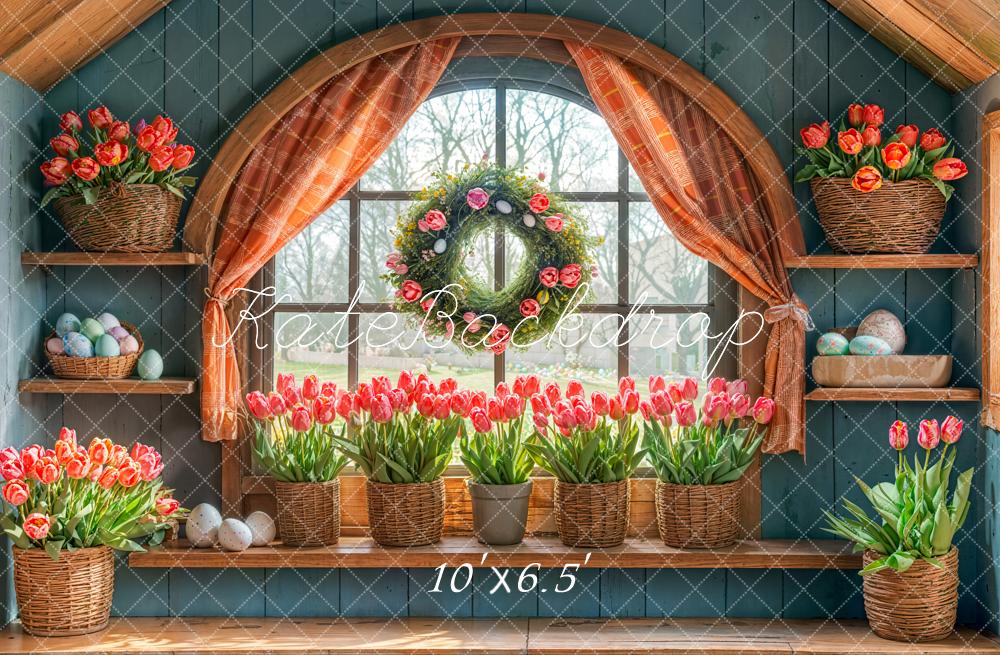 Kate Easter Tulips Arched Window Backdrop Designed by Emetselch - Image 4