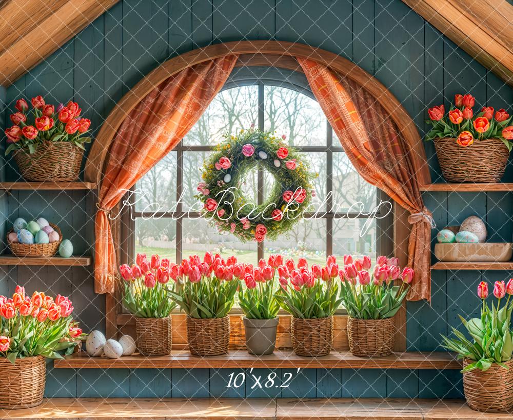 Kate Easter Tulips Arched Window Backdrop Designed by Emetselch - Image 5