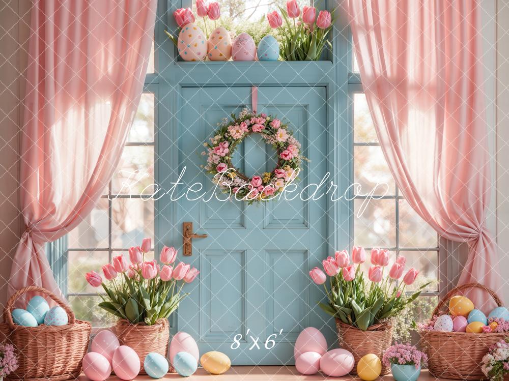 Kate Easter Tulips Eggs Door Pink Backdrop Designed by Emetselch - Image 3