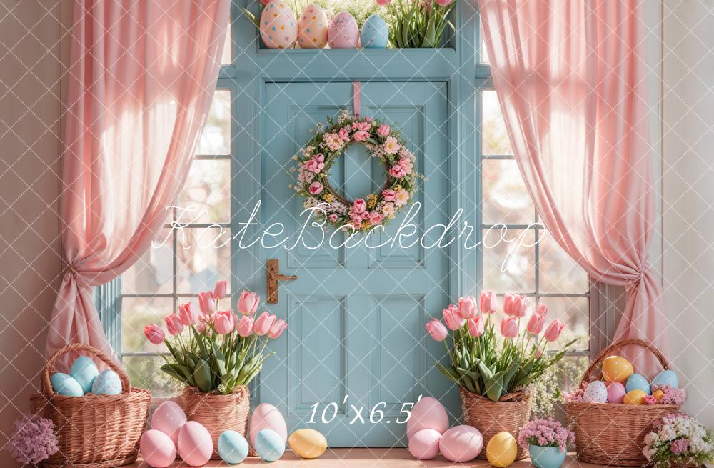 Kate Easter Tulips Eggs Door Pink Backdrop Designed by Emetselch - Image 4