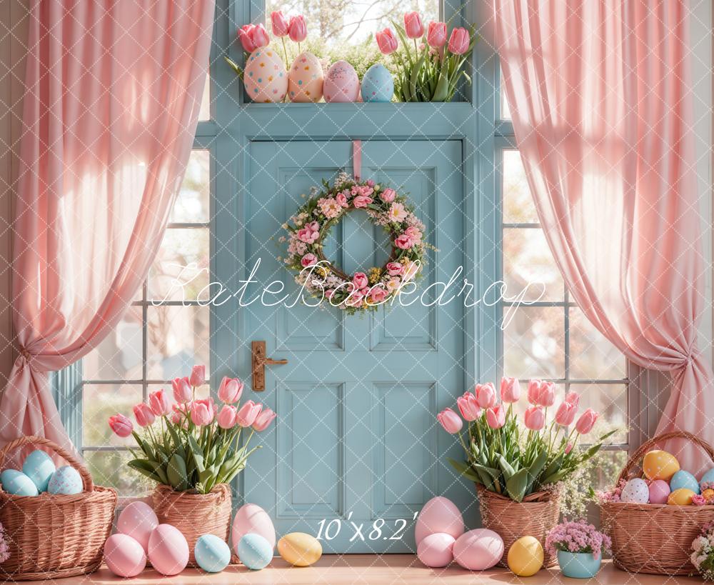 Kate Easter Tulips Eggs Door Pink Backdrop Designed by Emetselch - Image 5