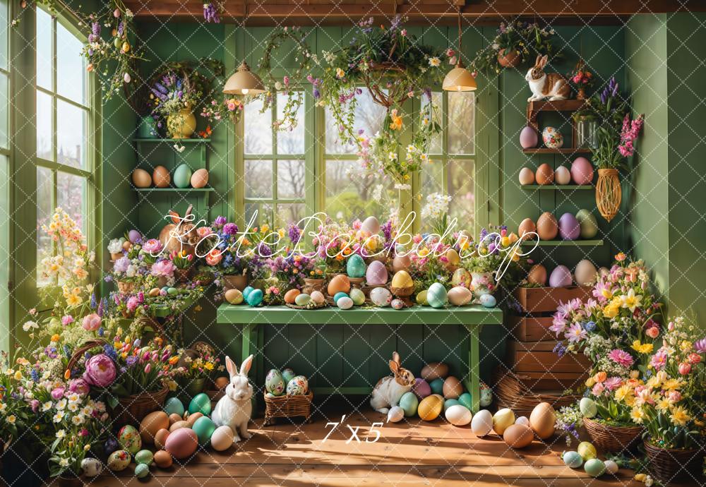 Kate Easter Window Bunny Floral Eggs Backdrop Designed by Emetselch - Image 2