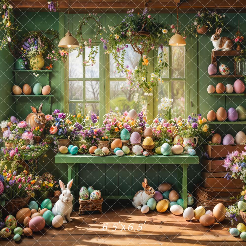 Kate Easter Window Bunny Floral Eggs Backdrop Designed by Emetselch - Image 4