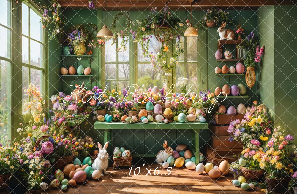 Kate Easter Window Bunny Floral Eggs Backdrop Designed by Emetselch - Image 6
